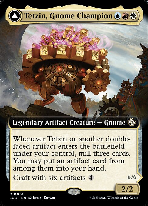 Tetzin, Gnome Champion // The Golden-Gear Colossus (31) - EXTENDED ART - The Lost Caverns of Ixalan Commander - Game On