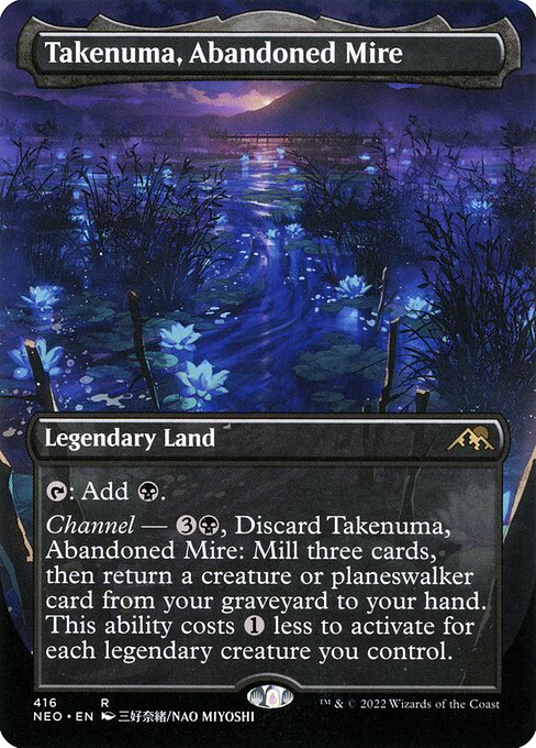 Takenuma, Abandoned Mire (416) - BORDERLESS (Foil) - Kamigawa: Neon Dynasty - Game On