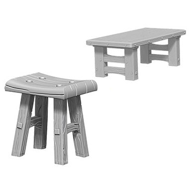 Wooden Table & Stools - Terrain - Game On