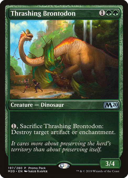 Thrashing Brontodon (197) (Foil) - Core Set 2020 Promos - Game On