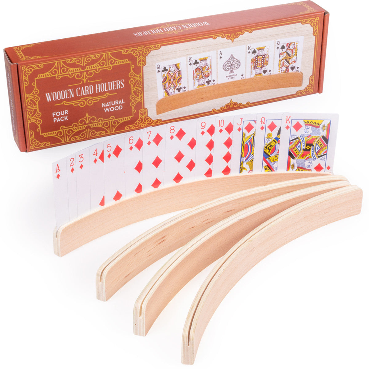 Wooden Card Holders 4 Pack - Game On